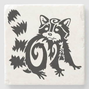 Tribal Woodland Racoon Design Stone Coaster