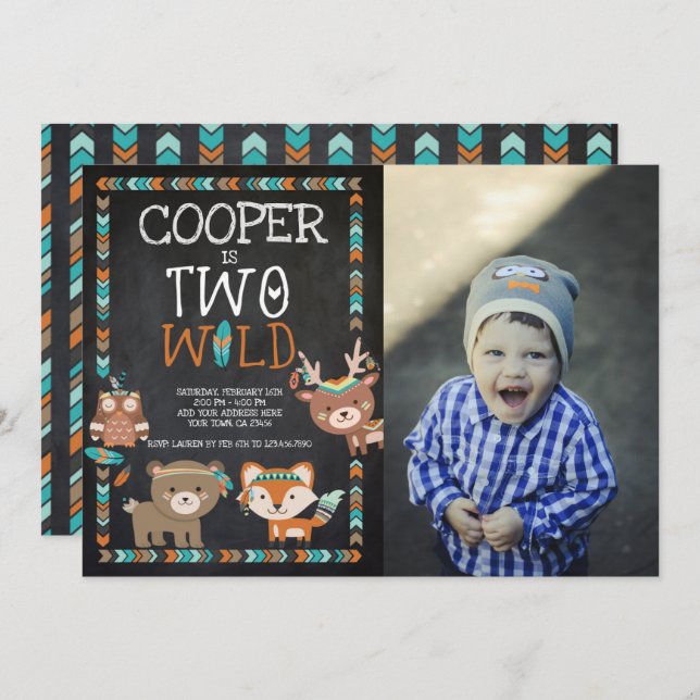 Tribal Woodland, TWO wild Invitation (Front/Back)