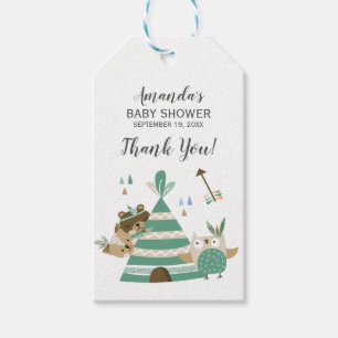 Tribal Woodland Wild Baby Shower Favour Gift Tag
