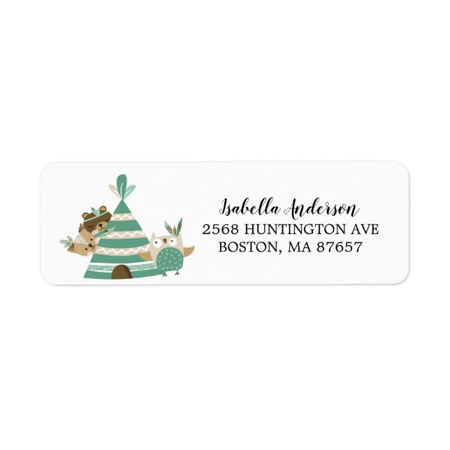 Tribal Woodland Wild One Baby Shower Address Label (Front)