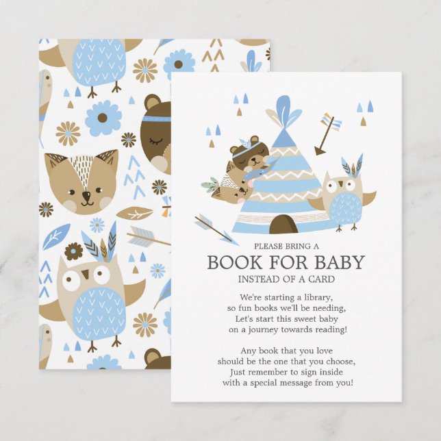Tribal Woodland Wild One Baby Shower Book for Baby Invitation (Front/Back)