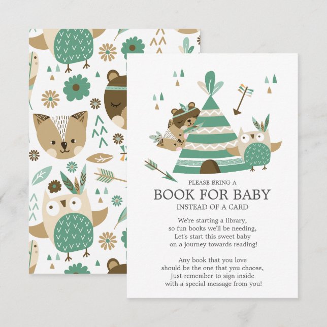 Tribal Woodland Wild One Baby Shower Book for Baby Invitation (Front/Back)