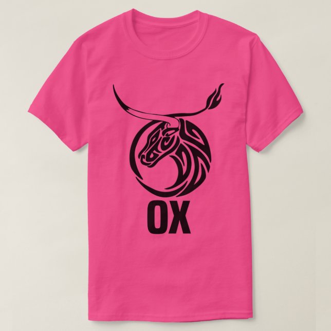 Tribal Year of the Ox Chinese Zodiac black design T-Shirt (Design Front)