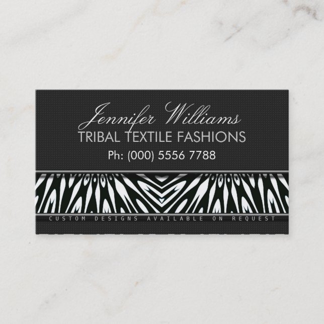 Tribal Zebra Pattern Modern Business Cards (Front)