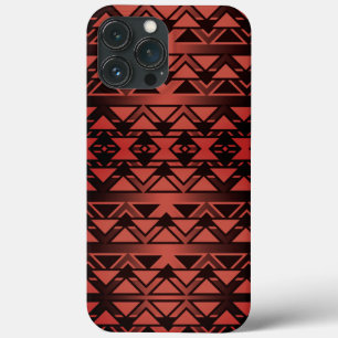 Tribal ZigZag triangles on gradient dark salmon  iPhone 13 Pro Max Case