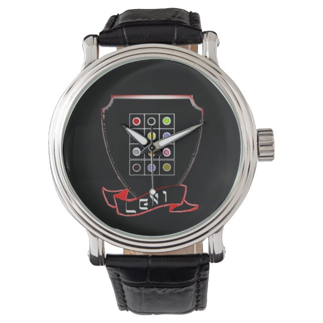 Tribe Of Levi Crest Men's Black Leather Watch (Front)