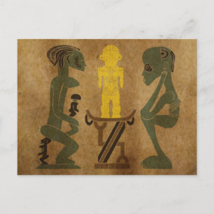tribe rock carving ritual scene postcard
