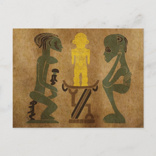 tribe rock carving ritual scene postcard (Front)