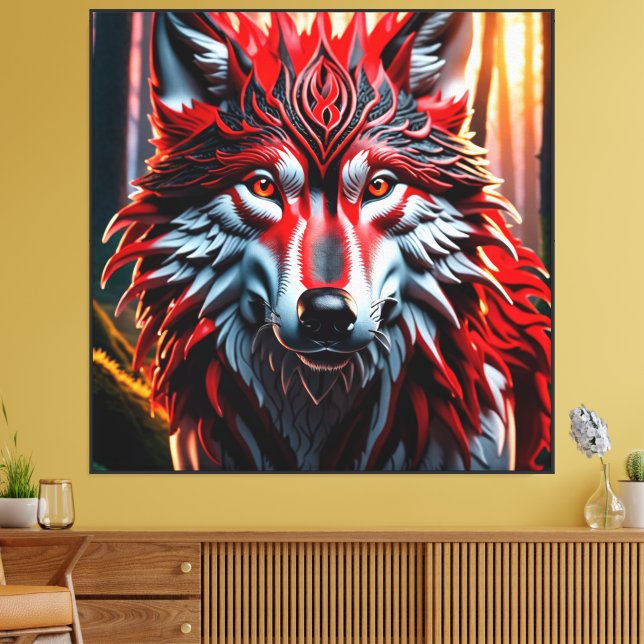 Tribe wolf canvas print (Insitu(LivingRoom))