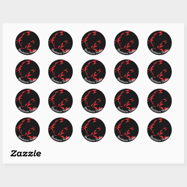 TribeBull Red on Black Classic Round Sticker (Sheet)