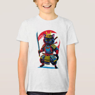 Triblend short manga shirt Samurai cat