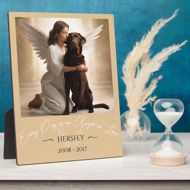 Tribute Loss of Chocolate Lab Angel Illustration  Plaque (Side)