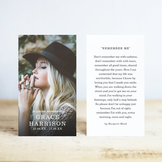 Tribute Photo Sympathy Funeral Prayer Card (Creator Uploaded)