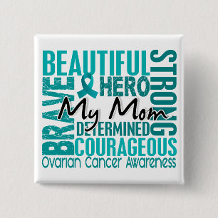Tribute Square Mum Ovarian Cancer 15 Cm Square Badge