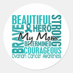 Tribute Square Mum Ovarian Cancer Classic Round Sticker