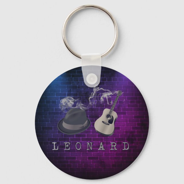 Tribute to Leonard blue purple lights Key Ring (Front)