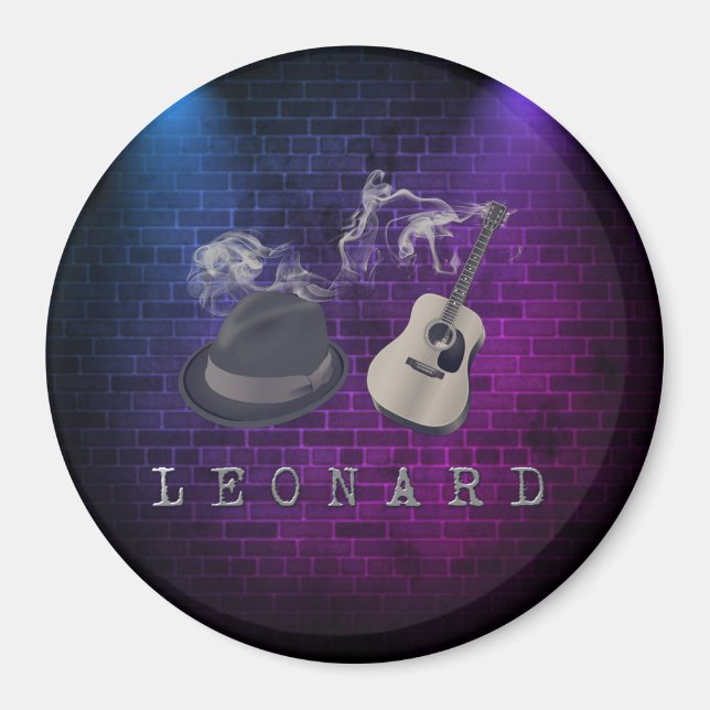 Tribute to Leonard blue purple lights Magnet (Front)