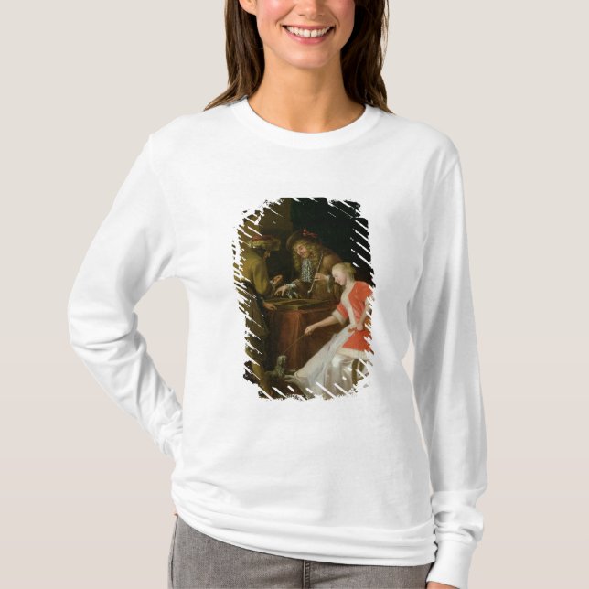 Tric-trac Players with a Lady and Her Dog T-Shirt (Front)