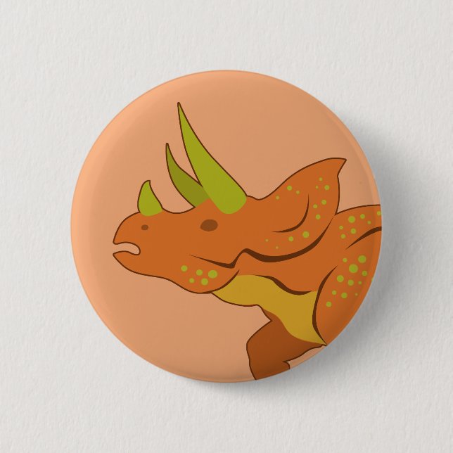 Triceratops 6 Cm Round Badge (Front)