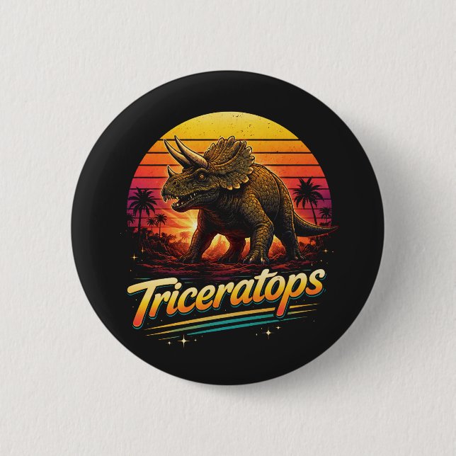 Triceratops 6 Cm Round Badge (Front)