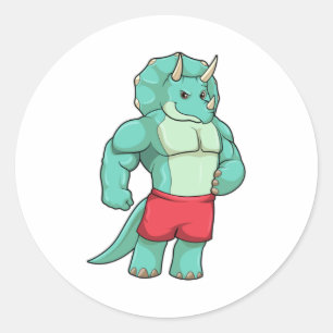 Triceratops as Bodybuilder at Bodybuilding Classic Round Sticker