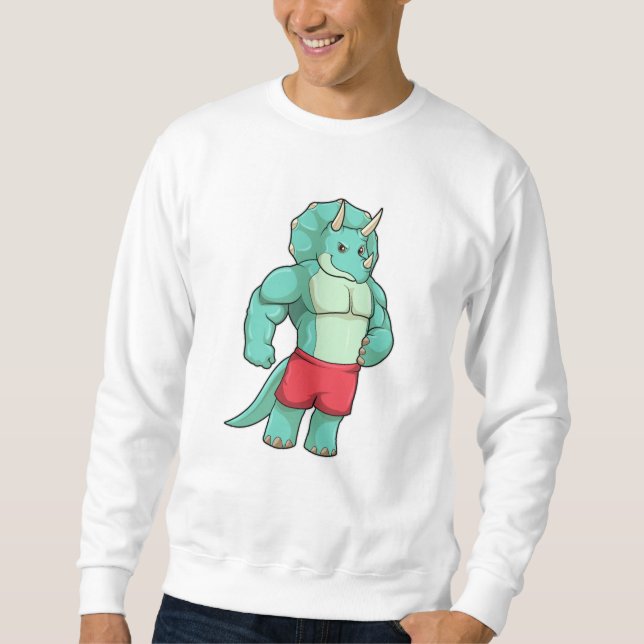 Triceratops as Bodybuilder at Bodybuilding Sweatshirt (Front)