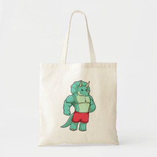 Triceratops as Bodybuilder at Bodybuilding Tote Bag