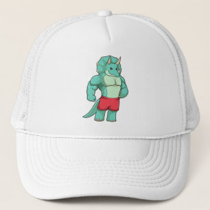 Triceratops as Bodybuilder at Bodybuilding Trucker Hat