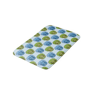 Triceratops Blue and Green Cute Dinosaur Pattern Bath Mat