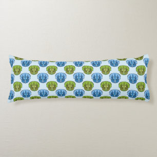 Triceratops Blue and Green Cute Dinosaur Pattern Body Cushion