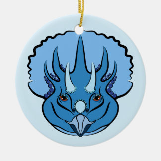 Triceratops Blue Cute Dinosaur Ceramic Tree Decoration