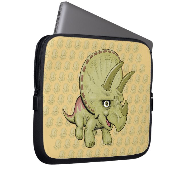 Triceratops Cartoon Laptop Sleeve (Front Right)
