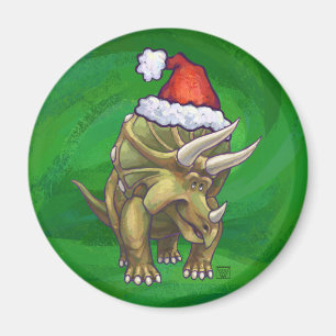 Triceratops Christmas Green Magnet