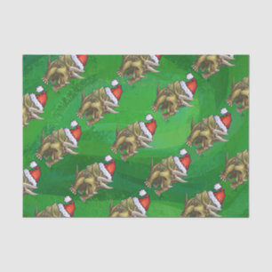 Triceratops Christmas Green Tissue Paper