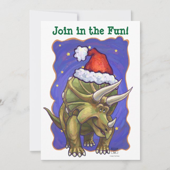 Triceratops Christmas Invitation (Front)