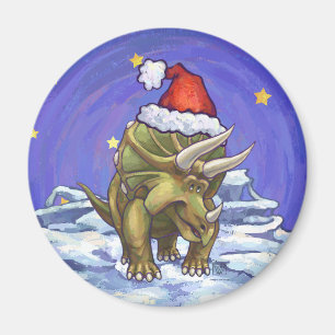 Triceratops Christmas Magnet