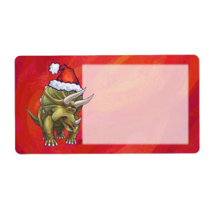 Triceratops Christmas On Red