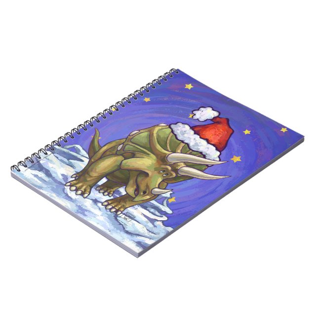 Triceratops Christmas Spiral Notebook (Left Side)