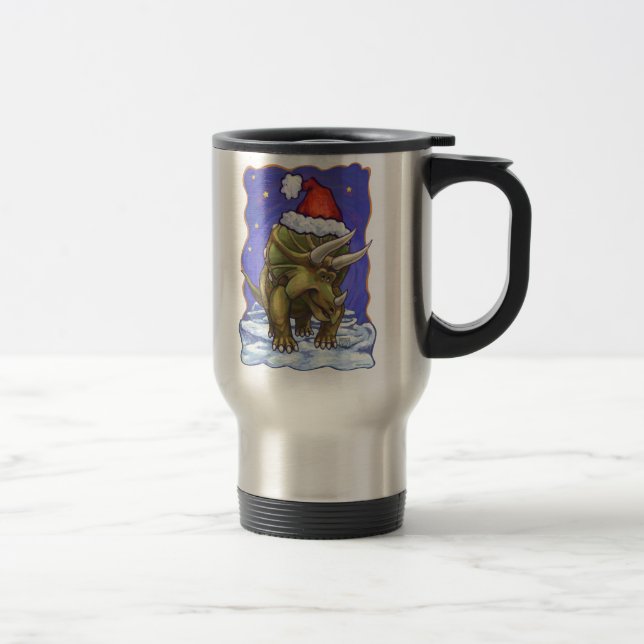 Triceratops Christmas Travel Mug (Right)