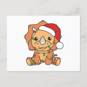 Triceratops Christmas Winter Animals Holiday Dinos Postcard