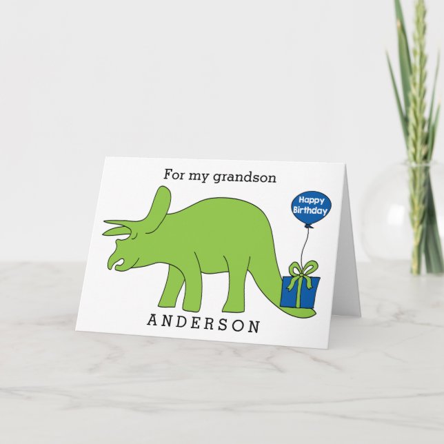 Triceratops Dinosaur Birthday Grandson Card (Front)
