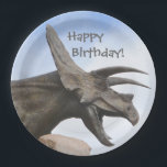 Triceratops Dinosaur Birthday Paper Plate<br><div class="desc">This paper plate features a triceratops dinosaur. Kids love dinosaurs!</div>
