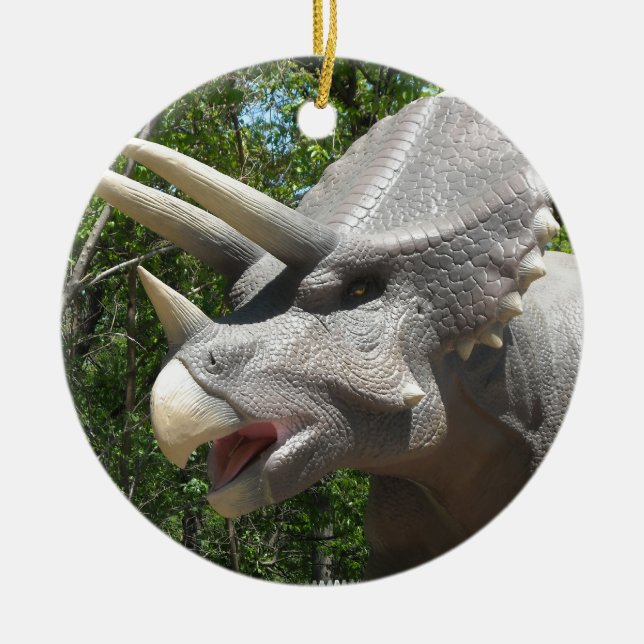 Triceratops dinosaur ceramic tree decoration (Front)