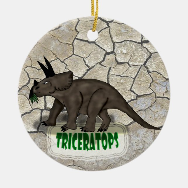 Triceratops Dinosaur Ceramic Tree Decoration (Front)