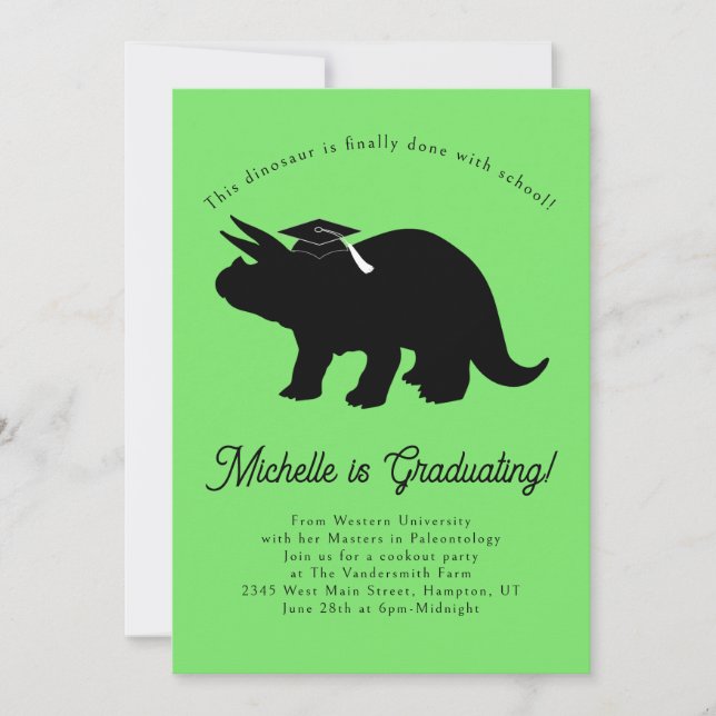 Triceratops Dinosaur Graduation Party Invitation (Front)