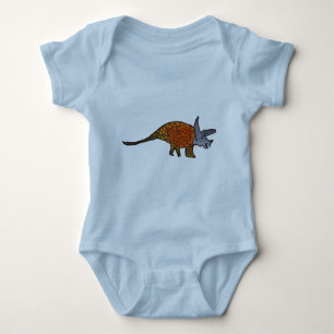 Triceratops dinosaur kids cute art illustration baby bodysuit