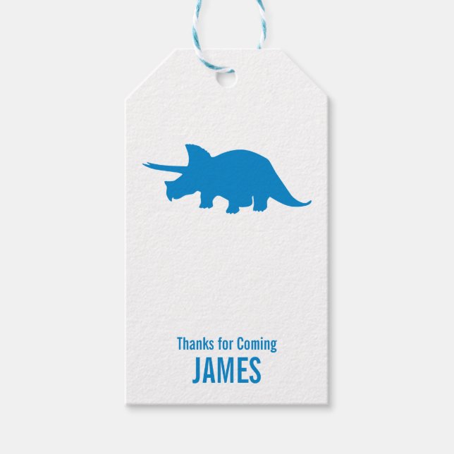 Triceratops Dinosaur Silhouette Birthday Gift Tag (Front)