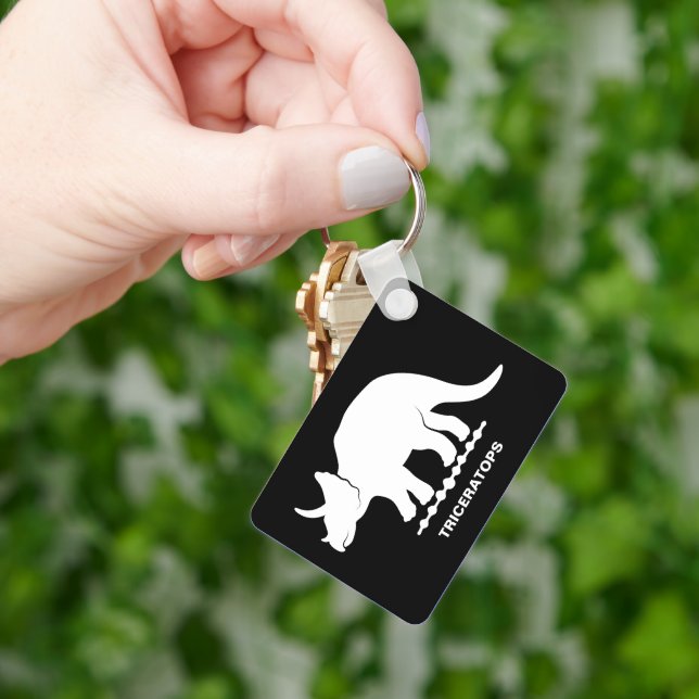 Triceratops Dinosaur Silhouette Keychain (Hand)