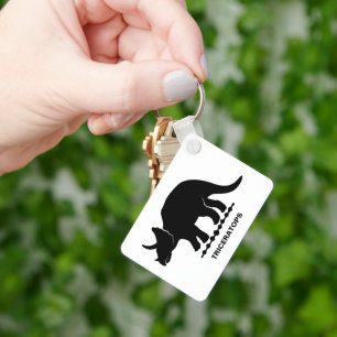 Triceratops Dinosaur Silhouette Keychain