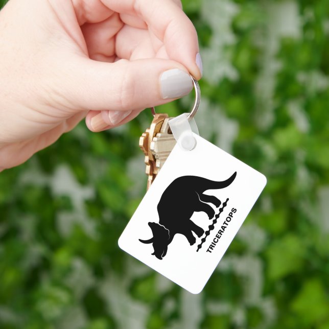 Triceratops Dinosaur Silhouette Keychain (Hand)
